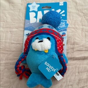 BARK Arctic Chill Blue Walrus Dog Toy with Red Accents